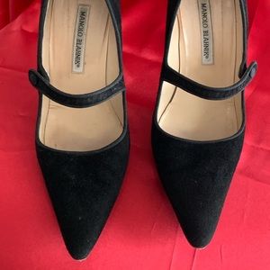 Manolo Blahnik black suede mary janes